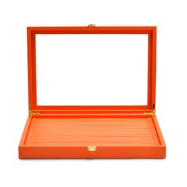 Oirlv Premium Leather Jewelry Display Tray with Acrylic Lid Ring Earrings Organizer Box Clear Lid Drawer Insert for Women