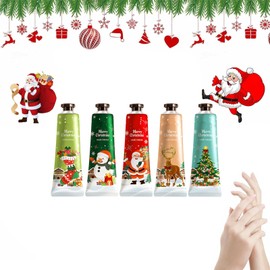 Christmas Hand Cream Gift Set, Hand Cream Set, Mini Hand Creams, Hand Moisturising Cream for Rough, Gentle Care Cream for Dry Hands, Birthday Gift, Christmas Gifts for Women Men, 5 Pieces