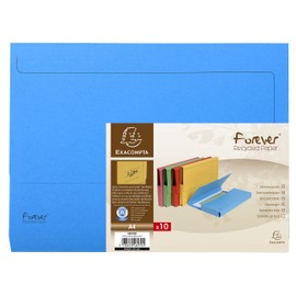 Exacompta - Ref 46972E - Forever Collection - Document Wallets (Pack of 10) - 240 x 320mm in Size, Suitable for A4 Documents, 290gsm Premium Pressboard - Blue