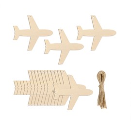20pcs Airplane Shape Unfinished Wood Cutouts DIY Crafts Plane Wooden Ornaments for Wedding Birthday Baby Shower Party Decoration
