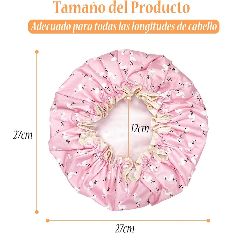 Gorros para Regadera, 3 Piezas, Ajustable, Impermeable, Mujer Reutilizable, Doble