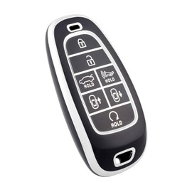 OFF WE GO for Hyundai Key Fob Cover, Soft TPU Protection Key Fob Case Compatible with 2024 2023 2022 2021 Hyundai Sonata Santa fe Tucson Palisade Nexo Smart Car Key (Silver Black)