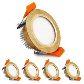 YGS-Tech 2 Inch LED Recessed Lighting, Wood Grain Style Dimmable Downlight, 3W(35W Halogen Equivalent), 5000K Daylight White, CRI80, LED Ceiling Light with LED Driver (4 Pack)