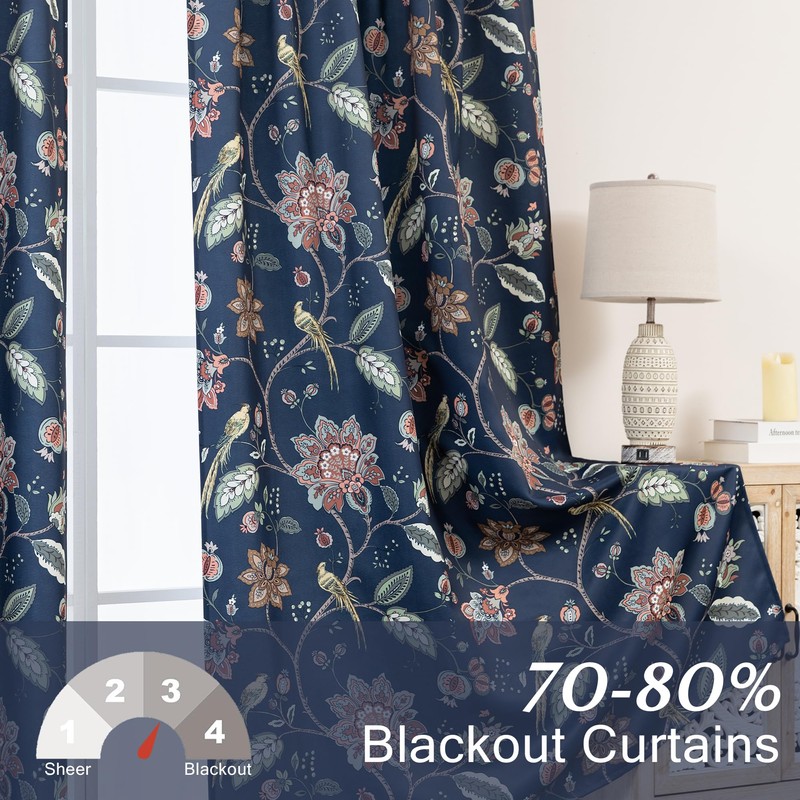Elegant Luxury Black Out Curtains 96 Inch Long 2 Panel
