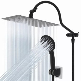 hibbent 12'' All Metal Shower Head, High Pressure Rainfall Shower Head/Handheld  Combo
