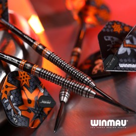 WINMAU Danny Noppert Signature Edition 2.0 21 Gram Professional Steeltip Tungsten Darts Set with Flights and Shafts (stems)