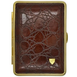 v.H 1912 VOM HOFE MANUFAKTUR Business Card Holder 444GKK09 Faux Leather Crocodile Frame Gold with Internal Elastic Bands, Crocodile, Handy