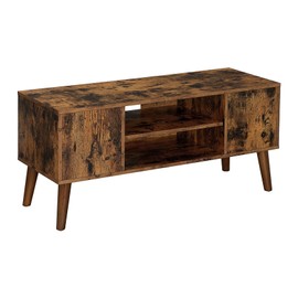 TINKLE WELL Retro TV Stand for Televisions up to 42 Inches, Mid-Century Modern Console Table & Entertainment Center with Stroage Shelf & Cabinet for Living Room, Rustic Brown