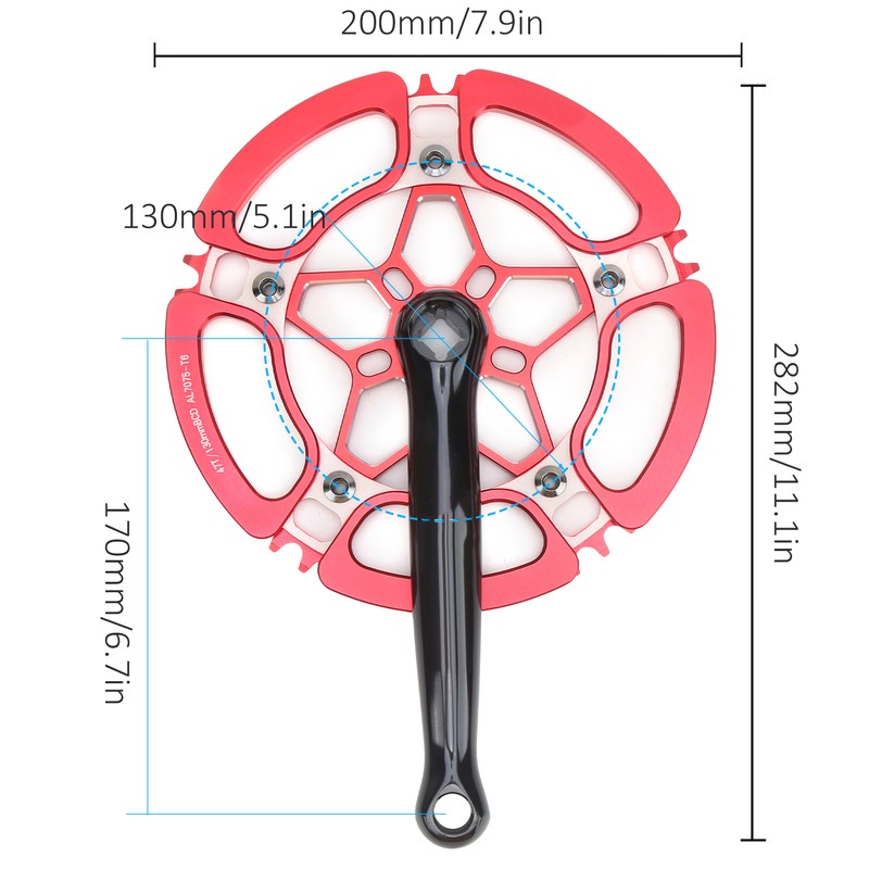 BCD130mm Bike Crankset Crank Arm Aluminium Alloy 47T Single Speed
