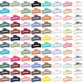 XunYee 100 Pcs Hair Clips Bulk Claw Hair Clips Square Jaw Hair Clips Set for Women Nonslip Rectangle Hair Clips for Hair Girls Women Gifts Beauty Accessories (Cute Colors,4.1'')
