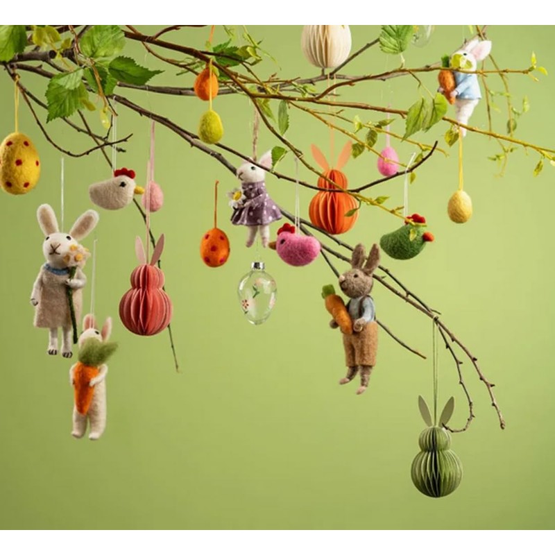 Hänger Ostern Hase Osterhase Natur aus Textil (3er Set) H:15