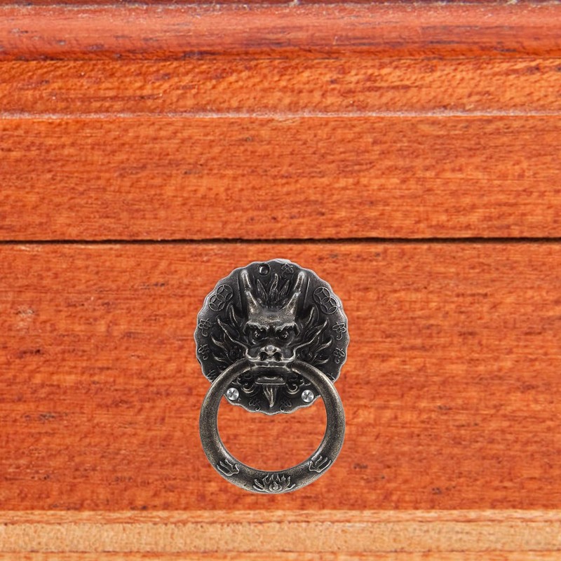 OUNONA Chinese Dragon Cabinets Knob - 10pcs Vintage Brass Drawer