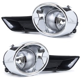 RP Remarkable Power, Fog Lights for 2008 2009 2010 2011 Highlander Chrome Trim Black Bezel Fog Light with Wiring Harness& Switch, Clear Lens Driving Bumper Lights FL7123