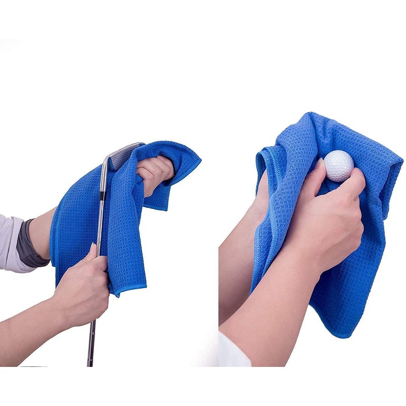 Y8HM Premium Microfiber Waffle Pattern Tri-fold Golf Towel with Carabiner