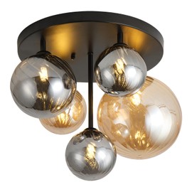 ANYLOVE Modern Chandelier 5-Light Industrial Ceiling Lights Fixture 18" Black Semi Flush Mount Ceiling Light with G9 Base Lights Fixture for Dining Room Bedroom Foyer Hallway Living Room