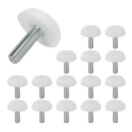 Wealrit 16 White Furniture Levelers - 1.5 Inch Diameter, M6 Screw on Glide Table Levelers