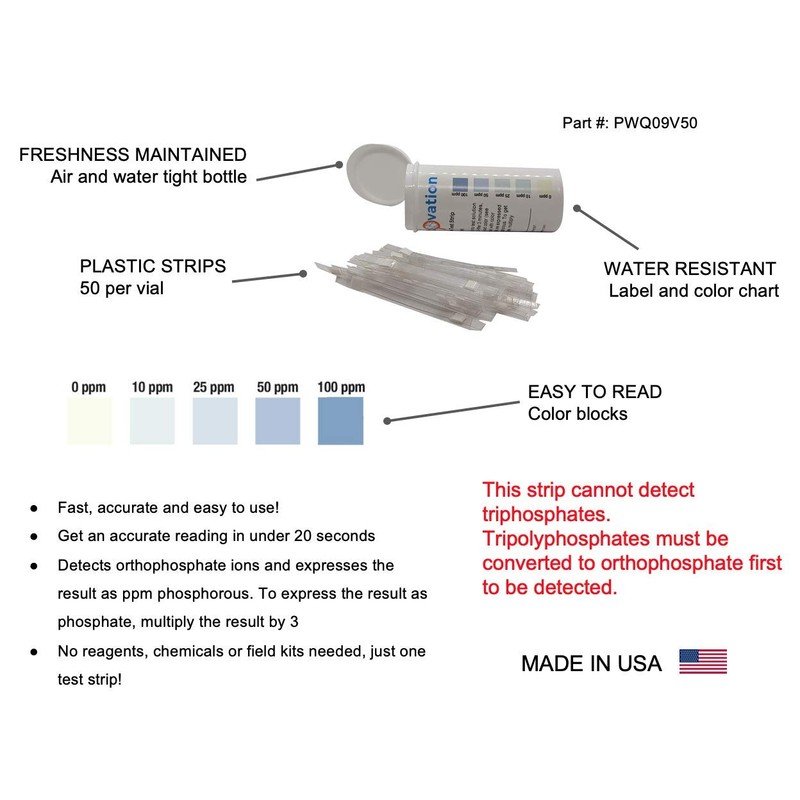 Phosphorus and Phosphate Detection Test Strips, 0-100 ppm [Vial of