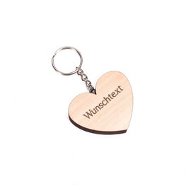 Herz & Heim® Wooden Heart Keyring with Engraving of Your Desired Text, natural