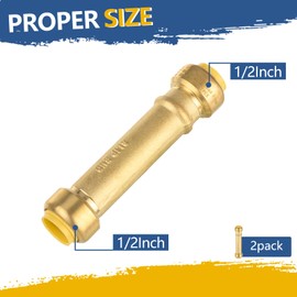 GUOFIS Slip Coupling,1/2 Inch Push-fit Slip/Repair Coupling with Disconnect Clip, 1/2" Push Fittings for Copper, PE-RT, CPVC Pipe(Pack of 2)