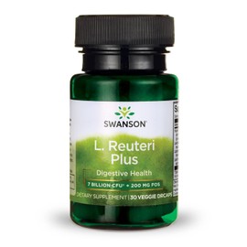 Swanson Swanson L. Reuteri Probiotic Plus w/L. Rhamnosus L. Acidophilus & FOS Prebiotic Digestive Support - Promotes Gut Health w/ 7 Billion CFU per Capsule - (30 Veggie Capsules)