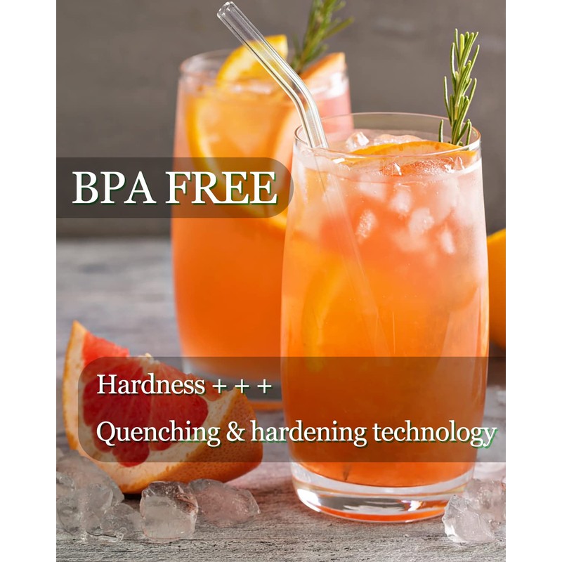 NAFENDER Glass Straws 12-Pack Reusable Drinking Straws 4 Bent Straws