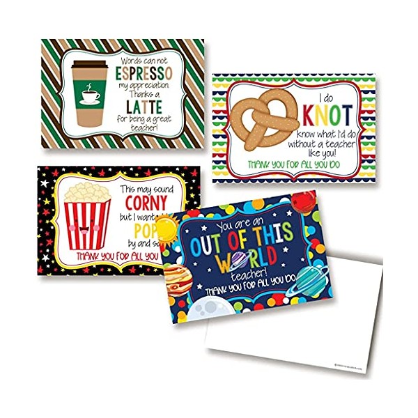Funny Snacks & Treat Themed Teacher Appreciation Blank Postcards To