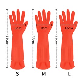 Discoball 2 Pairs Rubber Cleaning Gloves Non-slip Kitchen Dishwashing Household Glove, Long Sleeve, Reuseable