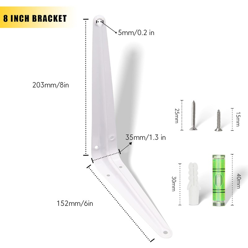 KOOLPUG Shelf Brackets with Screws and Mini Spirit Level, 10
