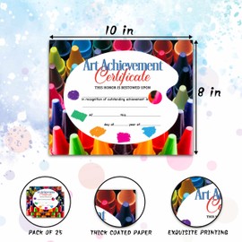 Art Achievement Certificate, Colorful Certificates of Achievement Award, Art Awards of Completion Gifts for Honor Art Students, Art School Graduation Gifts, 25 Pcs Awards Certificates -06