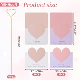 YiiHHooN Metal Floral Place Card Holder, 40 Pcs Flower Card Holder Stick with Greeting Cards, 11.8 Inch Heart Shape Wire Gold Floral Picks Table Number Holders for Flower Arrangements