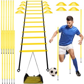 VAIPI Agility Training Equipment, Include 12 Soccer Training Poles & Agility Ladder & 12 Soccer Cones & 1 Storage Bag, Speed Training Equipment - Soccer Training Kit for Soccer Football Basketball