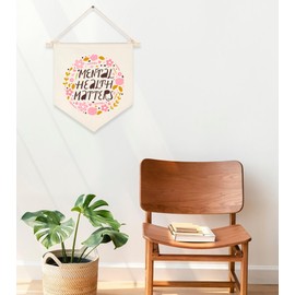 Mental Health Matters-Mental Health s Canvas Hanging Pennant Flag Banner Wall Sign Decorations-Suitable for Classroom/Office/Bedroom/Nursery Room/Psychotherapy Room Decor