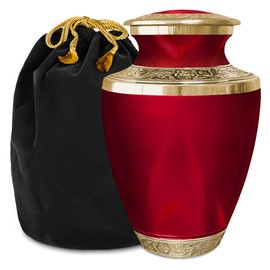 Everlight Memorials Red Urn for Ashes Adult Male – Large Cremation Urns for Human Ashes – Memorial Funeral Urn for Men & Women, Home Display, or Burial