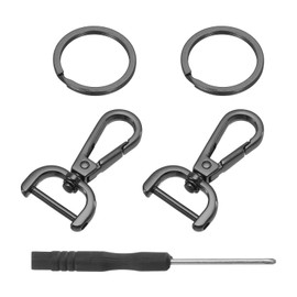 sourcing map 4 Set Detachable Snap Hook, 0.79" D Ring Swivel Clasp for Purses Push Gate Lobster Claw Clasps Fashion Clip Purse Making with Key Ring and Screwdriver, Grey