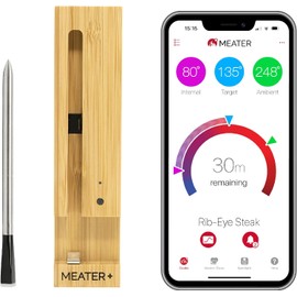 MEATER Plus: Smart Wireless Bluetooth Meat Thermometer | Ideal for BBQ, Grill, Oven, Smoker, Air Fryer, and More | Perfect for Steak, Chicken, Turkey & More | 50+ Recipes in App