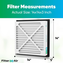 Filter X Air - 14x14x3 MERV 13 Pleated Air Filter (2-Pack), AC Furnace Air Filters Replacement, Compatible with Zephyr VGF Series - Dust & Air Cleaning Whole Home Return Air Grille Filter