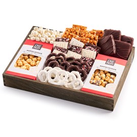 Oh! Nuts Christmas Ghirardelli Chocolate Gift Baskets, Gourmet Popcorn Holiday Candy Basket Brittle Covered Pretzels Prime Food Birthday Gifts For Women Men Corporate Valentines Day Box Delivery Ideas