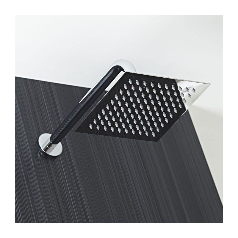 Voolan All Metal Shower Head with Extension Arm, Stainless Steel