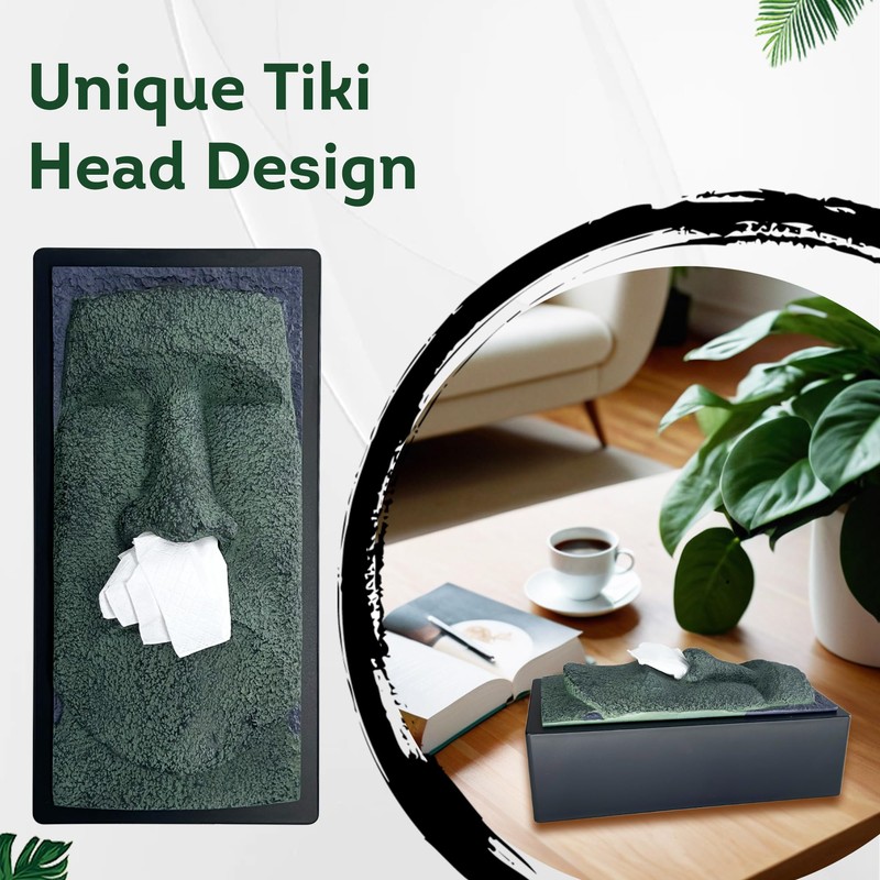Lily's Home Tiki Head Tissue Box Cover - Decorative Resin