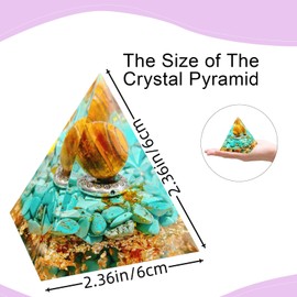 Saefheled saefheled Mandala Buddha Statue Orgone Crystal Pyramid Crystals Energy Generator for Attract Wealth Success and Prosperity (Tiger's Eye Stone Turquoise)