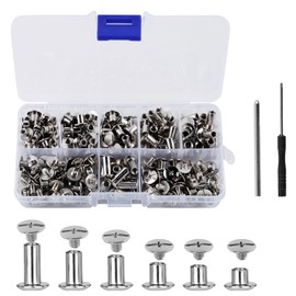 Book Screws Stainless Steel Belt Screws Cross Head Screw for Dog Lead Book Screw 4 mm Chicago Book Screws Chicago Screws with Screwdriver for Leather DIY Books Scrapbooking Set of 110