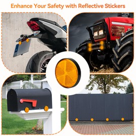 4Pcs 2.2" Safety Round Reflectors and Nuts, Mailbox Reflectors, M5*0.78" Nuts Screws, License Plate Fastener Nut for TruckTrailer Car (Orange)