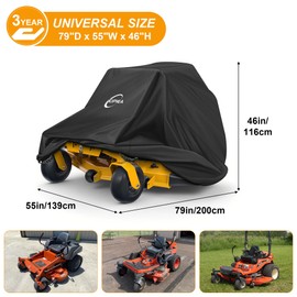 Kipiea Zero Turn Mower Cover- 600D Heavy Duty Outdoor Zero Turn Lawn Mower Cover Waterproof Universal Fit with 4 Buckles, 2 Drawstrings and Storage Bag