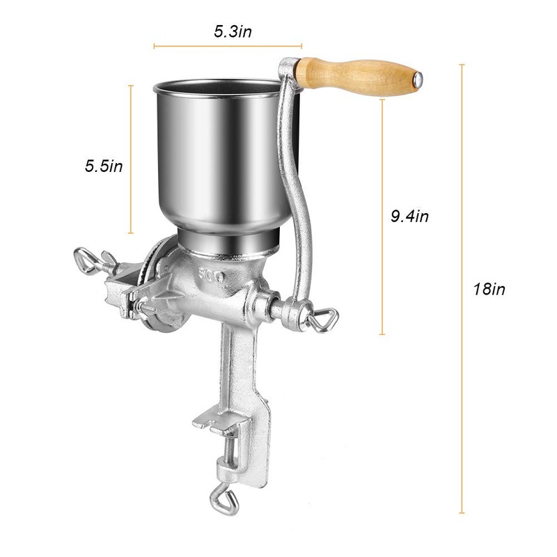 Manual Grain Grinder, Hand Operated Corn Grain Mill Grinder, Table