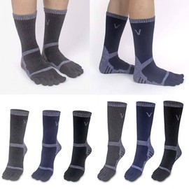 Men's Sports Toe Socks 5-Pair Set (Mid/Long Length, All-Season) Cotton Mid-Calf/Navy