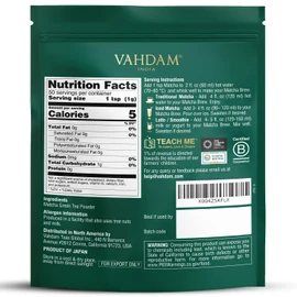 VAHDAM Premium Matcha Green Tea Powder 50g | Shizuoka, Japan Origin | Mild & Balanced Taste | Ideal for Tea, Lattes and Smoothies