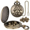DND Wizard Pocket Watch Shell Case with Chain & Dice