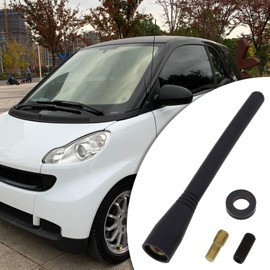 eMagTech 10.5 cm Car Short Rod Antenna Rubber Antenna Mast Adapter Compatible with Smart Fortwo 451 450 with M5 M6 Screws and Washers Black