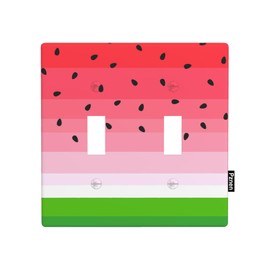 Pznen Watermelon and Watermelon Seeds Double Toggle Light Switch Cover Summer Fruit Watermelon Slice Wall Plate Covers 2-Gang Toggle Switch Plates Home Decorative Office