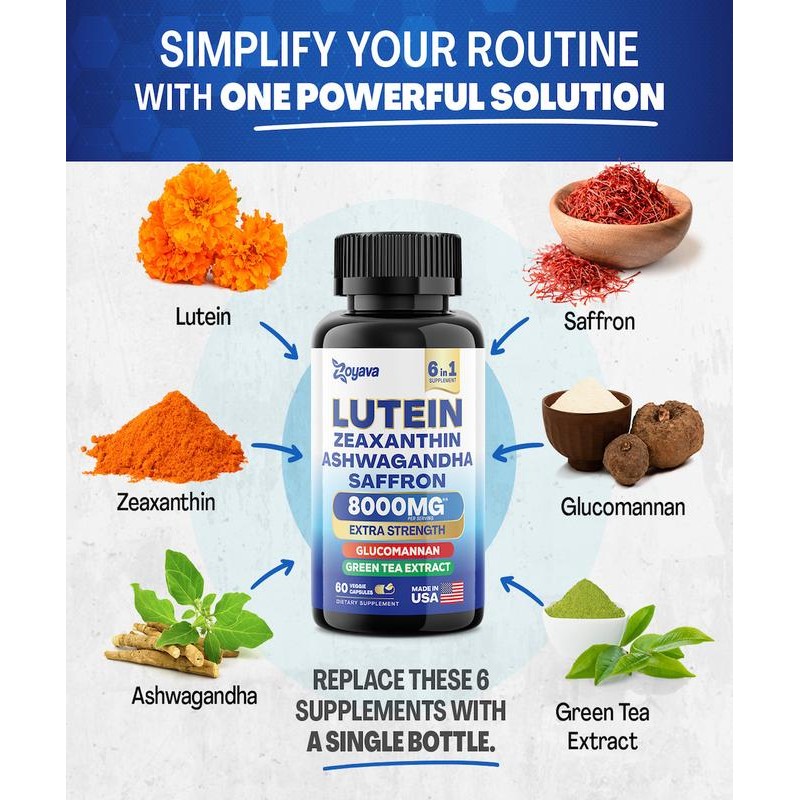 Zoyava Lutein Supplement 8000mg – Extra Strength Eye Support with